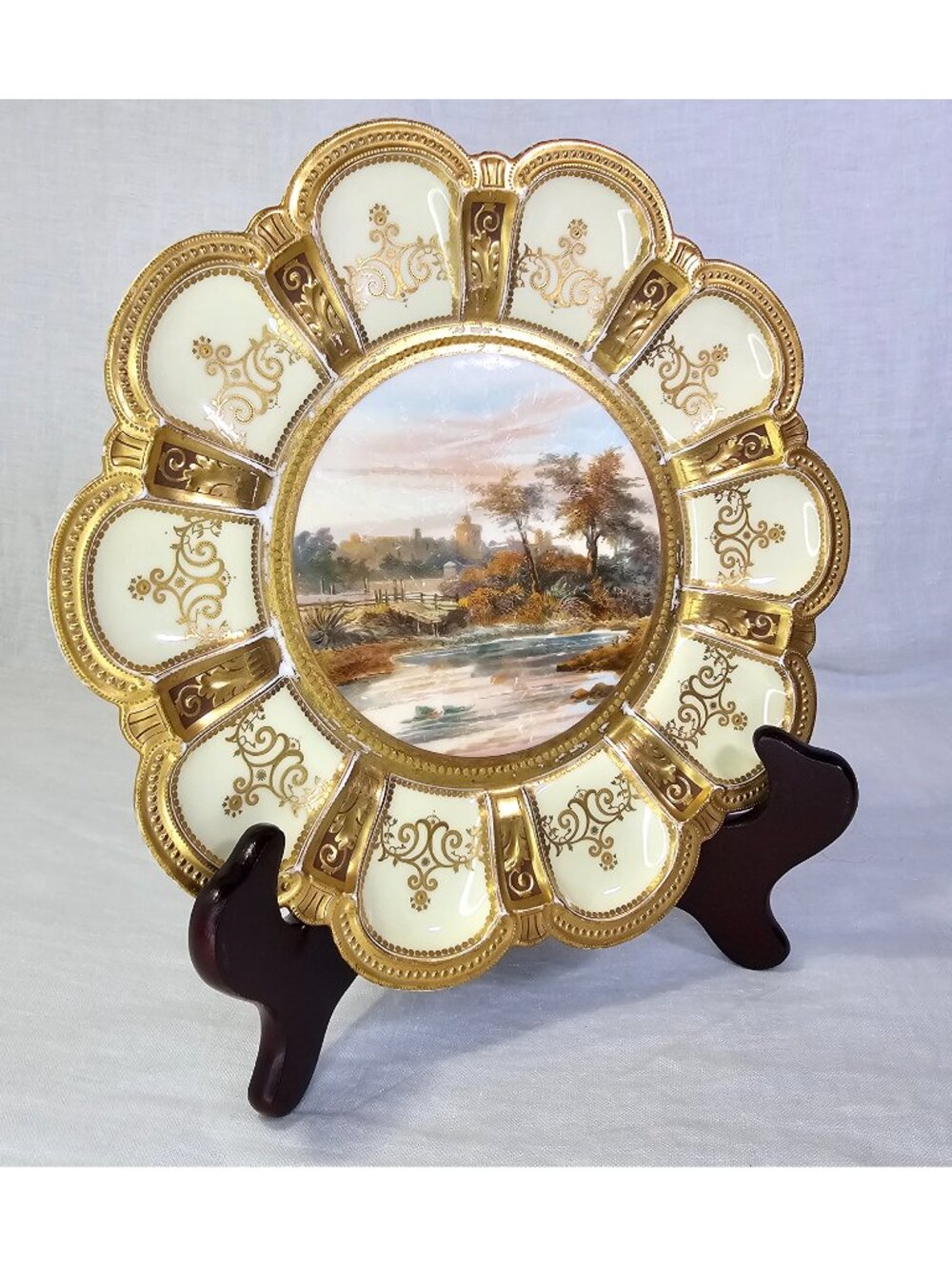 Royal Crown Derby Edwin Trowell Hand Painted Cabinet Plate Windsor Castle c1880s